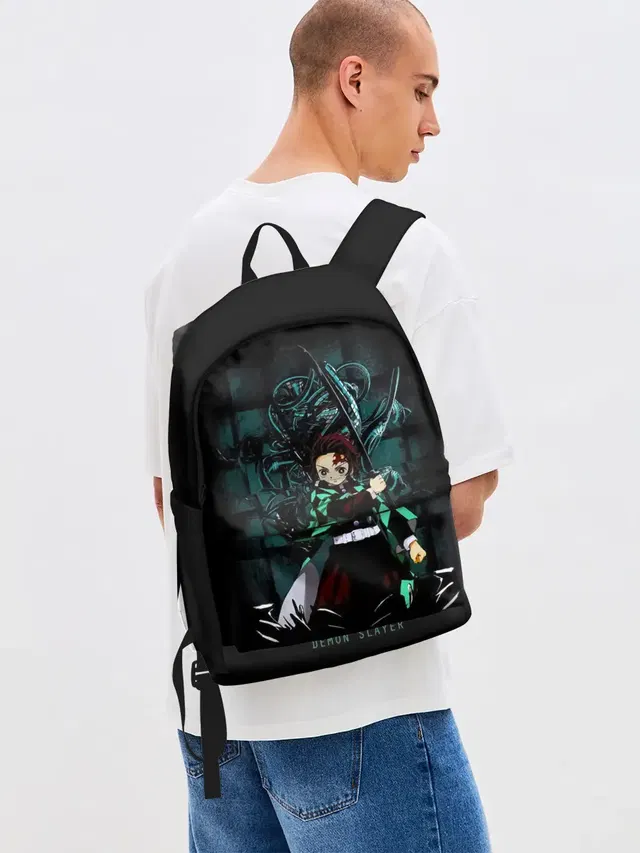 Джинсовый рюкзак с принтом «Клинок, рассекающий демонов — Demon Slayer: Kimetsu no Yaiba»