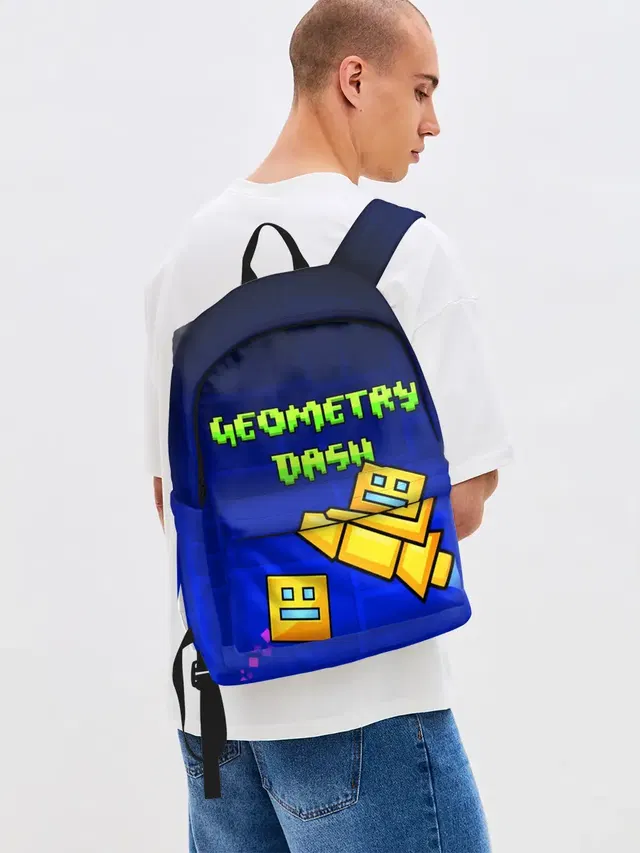 Джинсовый рюкзак с принтом «Geometry Dash — ГЕОМЕТРИ ДАШ»
