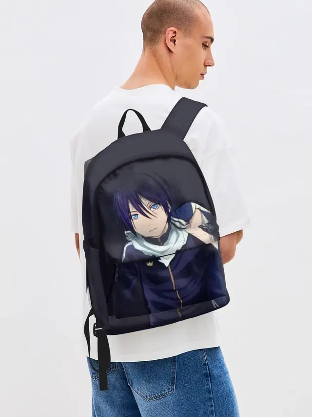 Джинсовый рюкзак с принтом «Yato — Ято. Бездомный бог»