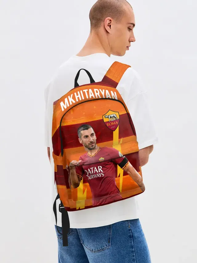 Джинсовый рюкзак с принтом «Генрих Мхитарян — Henrikh Mkhitaryan — Roma»