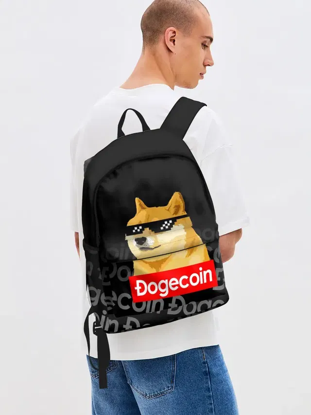 Джинсовый рюкзак с принтом «Dogecoin Doge Догикоин»