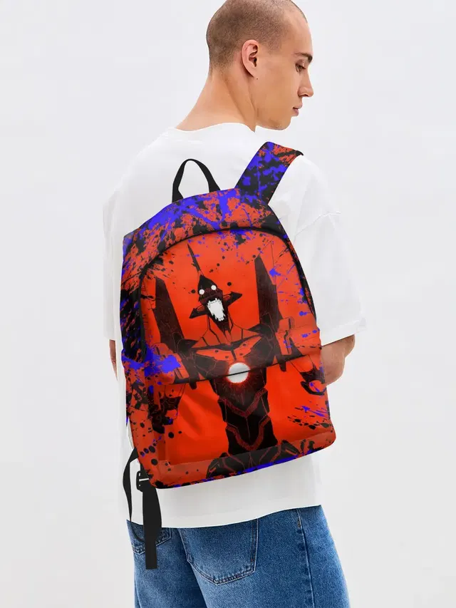 Джинсовый рюкзак с принтом «Евангелион Evangelion — Evangelion»