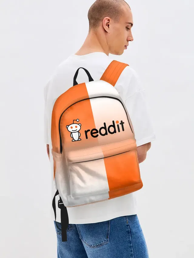 Джинсовый рюкзак с принтом «Социальные сети — REDDIT — РЕДДИТ — ГРАДИЕНТ»