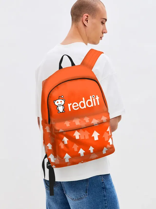 Джинсовый рюкзак с принтом «Социальные сети — REDDIT — РЕДДИТ — UPVOTED»