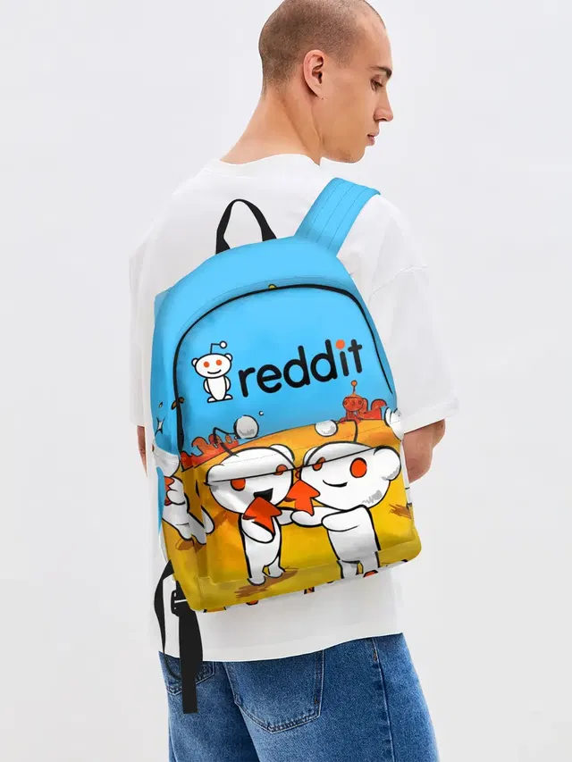 Джинсовый рюкзак с принтом «Социальные сети — REDDIT — РЕДДИТ — UPVOTE ART»