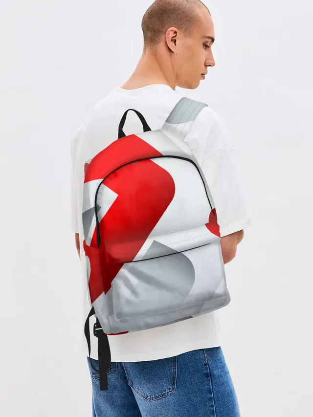Джинсовый рюкзак с принтом «3D Sport Style RED — WHITE»