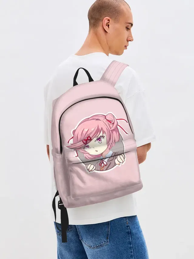 Джинсовый рюкзак с принтом «Natsuki — Нацуки»