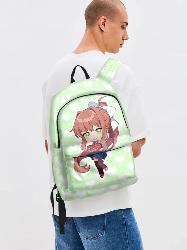 Джинсовый рюкзак с принтом «Chibi Monika»