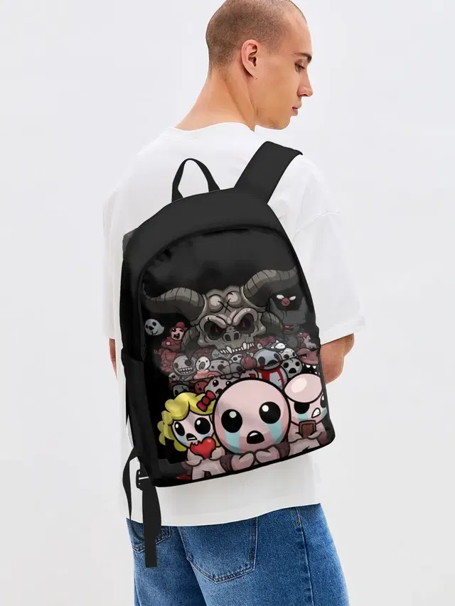 Джинсовый рюкзак с принтом «Игры — The Binding of isaac — bosses»