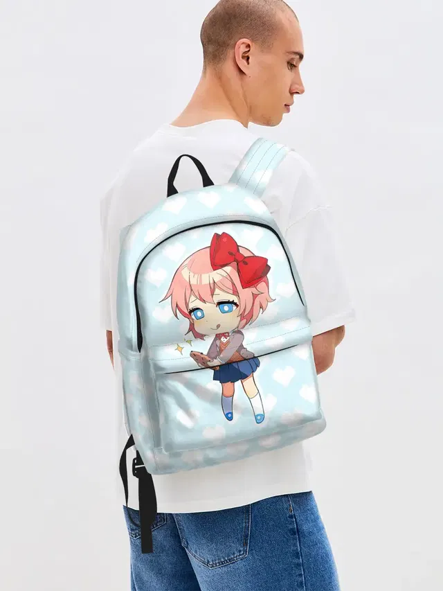 Джинсовый рюкзак с принтом «Chibi Sayori»
