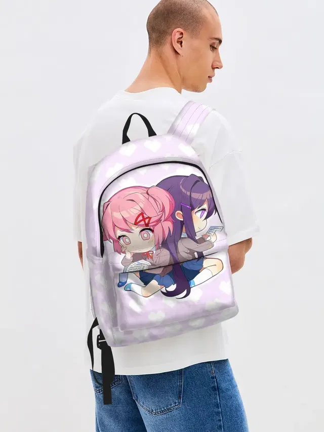 Джинсовый рюкзак с принтом «Chibi Natsuki and Yuri»