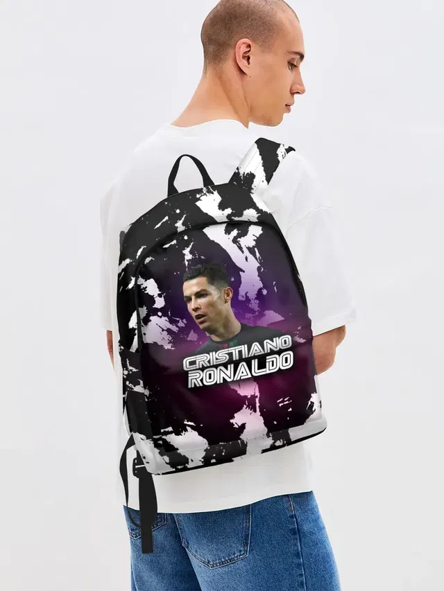 Джинсовый рюкзак с принтом «Криштиану Роналду — Cristiano Ronaldo»