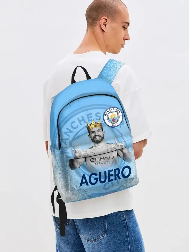 Джинсовый рюкзак с принтом «Серхио Агуэро — SERGIO AGUERO»