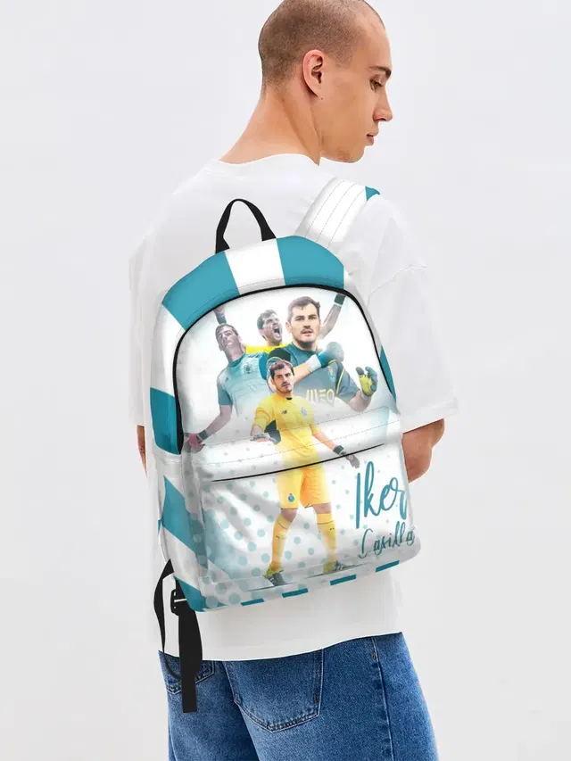 Джинсовый рюкзак с принтом «Икер Касильяс — Iker Casillas»