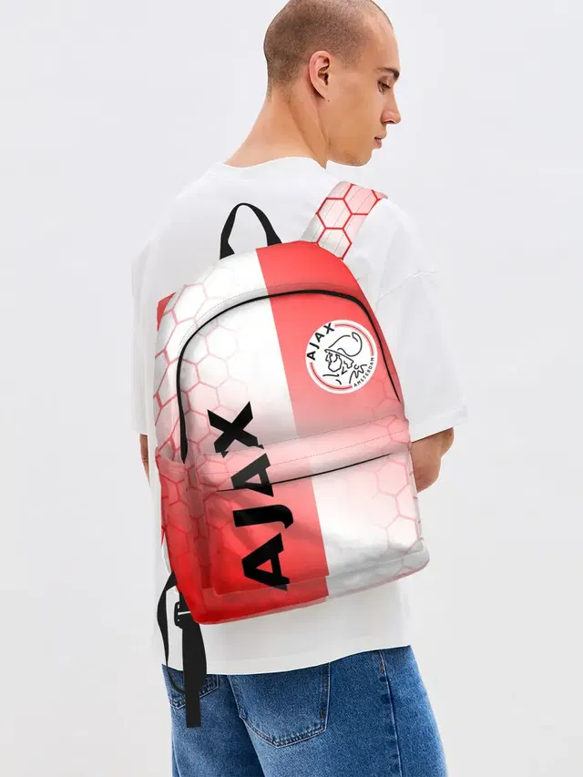 Джинсовый рюкзак с принтом «Honeycomb pattern — FC AJAX AMSTERDAM — ФК АЯКС»