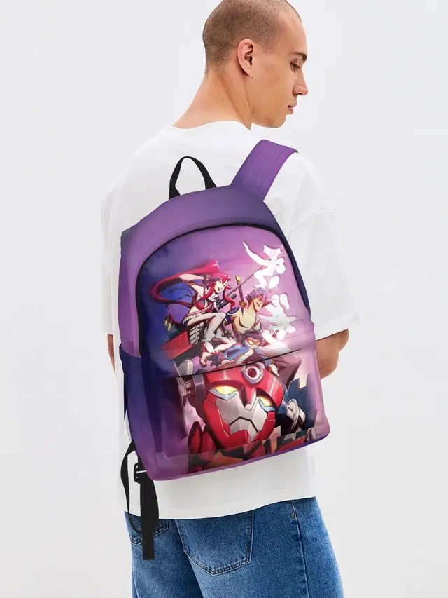 Джинсовый рюкзак с принтом «Gurren Lagann»