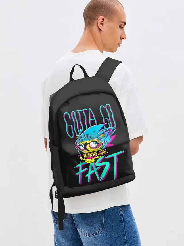 Джинсовый рюкзак с принтом «Gotta go fast»