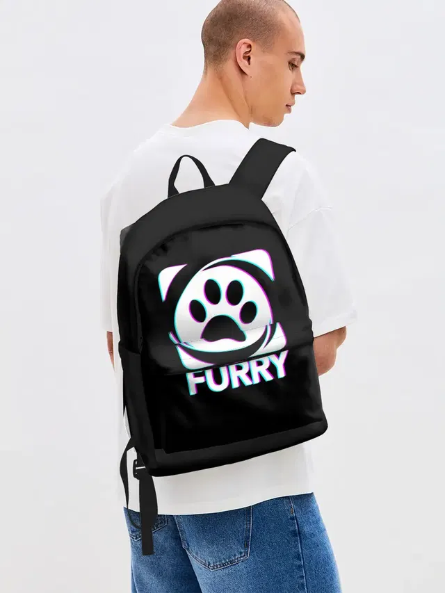Джинсовый рюкзак с принтом «Разные звери — Furry»
