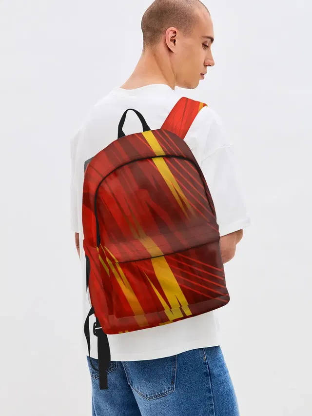 Джинсовый рюкзак с принтом «Текстуры — Red sport style»