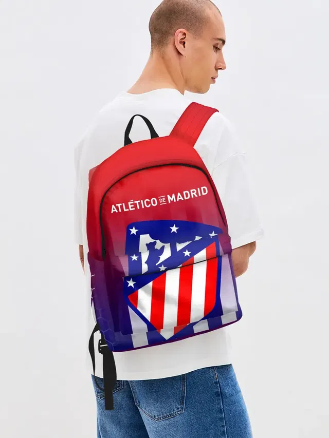 Джинсовый рюкзак с принтом «Football club — ATLETICO DE MADRID — АТЛЕТИКО»