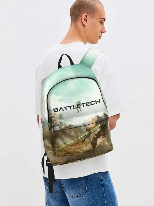 Джинсовый рюкзак с принтом «BattleTech — Битва мехов»