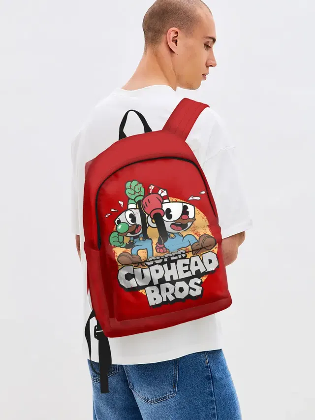 Джинсовый рюкзак с принтом «Super Cuphead Bros»