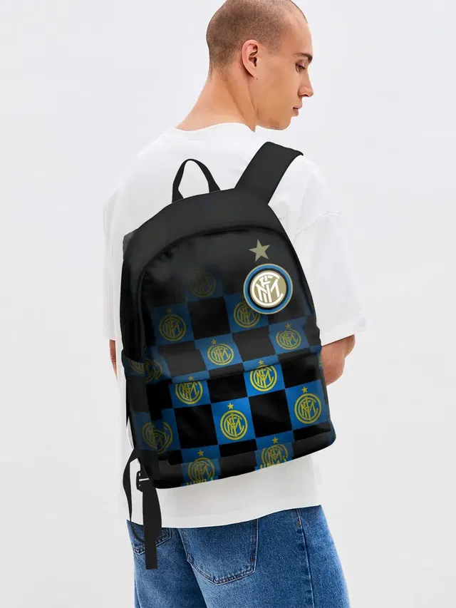 Джинсовый рюкзак с принтом «Checkerboard pattern — INTER MILAN»