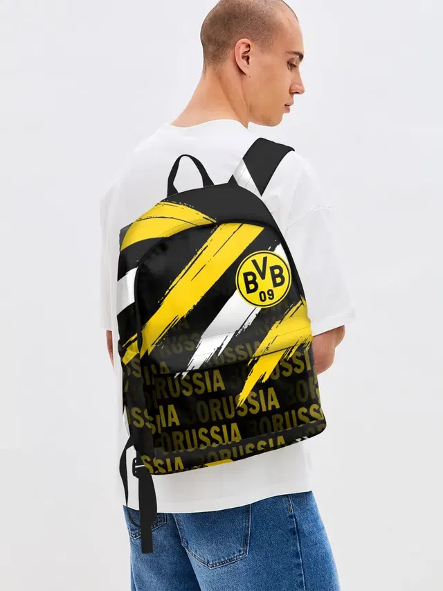 Джинсовый рюкзак с принтом «Borussia — ФК БОРУССИЯ — FC BORUSSIA»