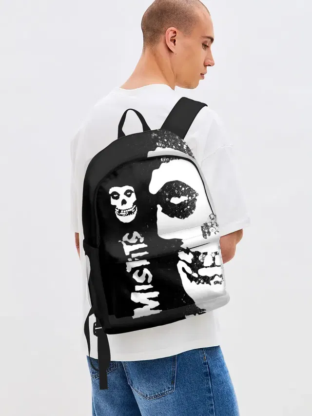 Джинсовый рюкзак с принтом «Разный рок — MISFITS [1]»