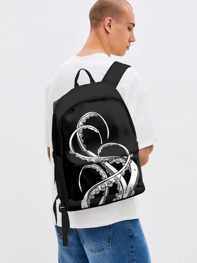 Джинсовый рюкзак с принтом «Octopus Black and — Octopus Black and White»