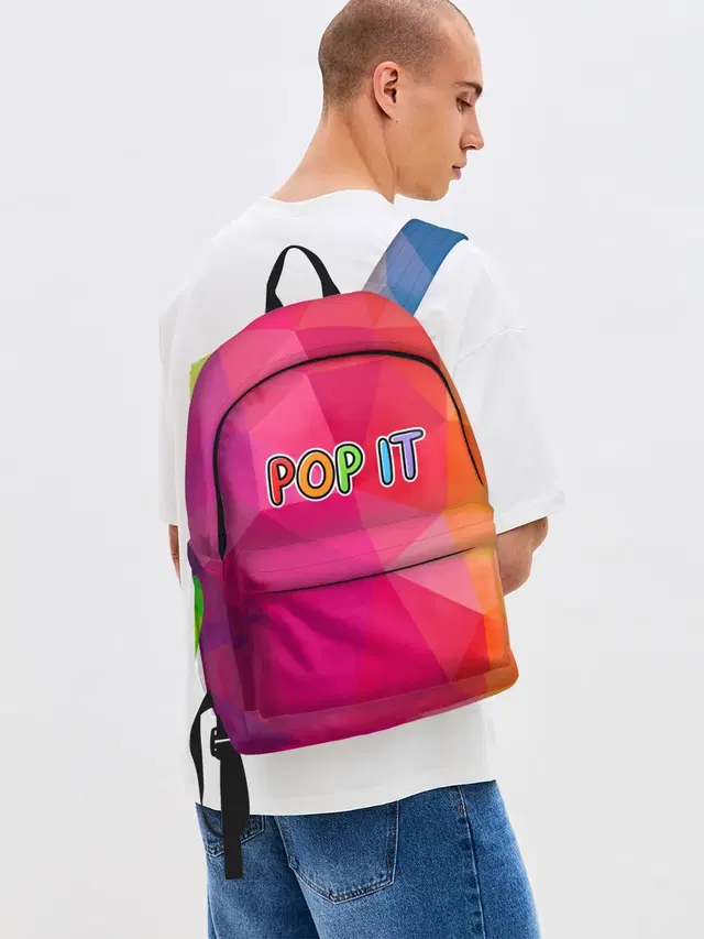 Джинсовый рюкзак с принтом «POP IT ПОП ИТ»