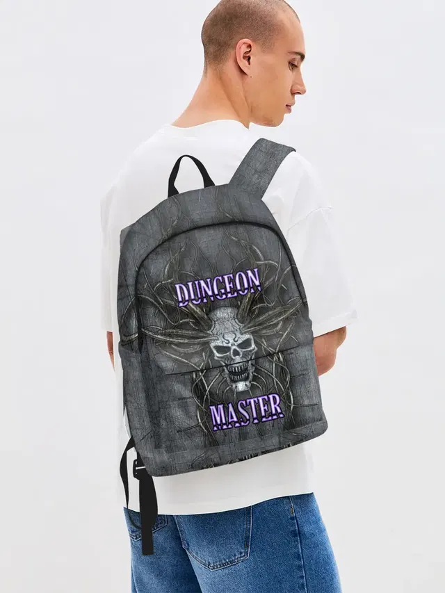 Джинсовый рюкзак с принтом «DM Dungeon Master SKULL»