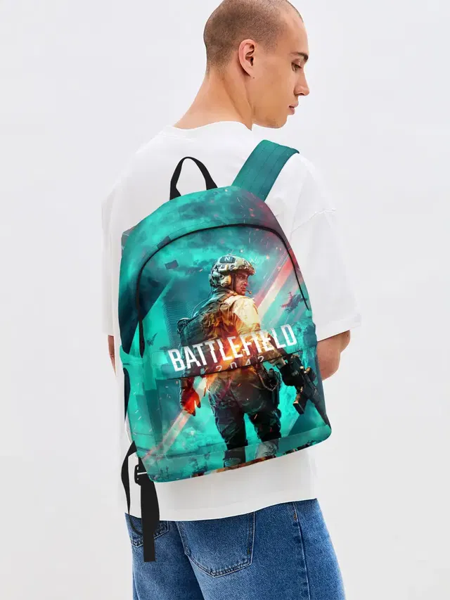 Джинсовый рюкзак с принтом «BATTLEFIELD — Battlefield 2042»