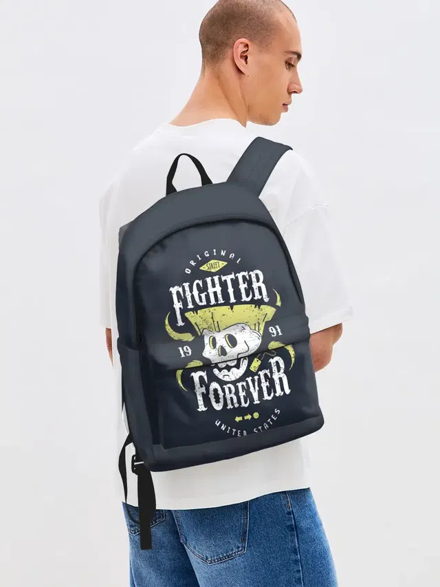 Джинсовый рюкзак с принтом «Fighter forever»