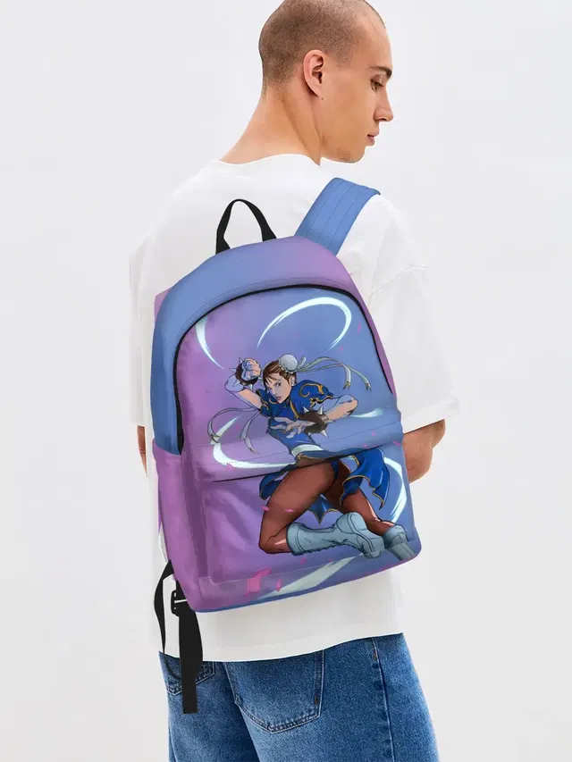 Джинсовый рюкзак с принтом «Dengerous Chun Li»