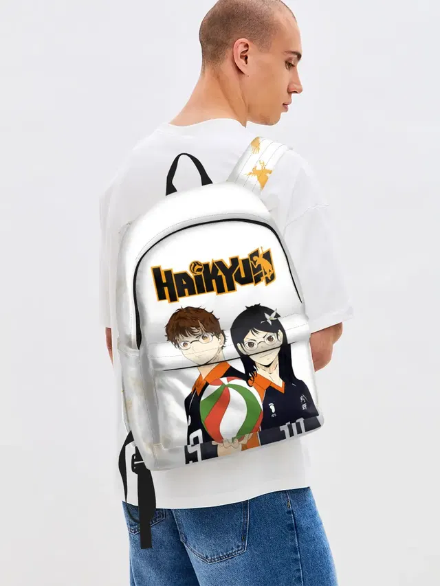 Джинсовый рюкзак с принтом «Haikyuu!! — Майкл и Лили в роли персонажей Haikyuu!!»