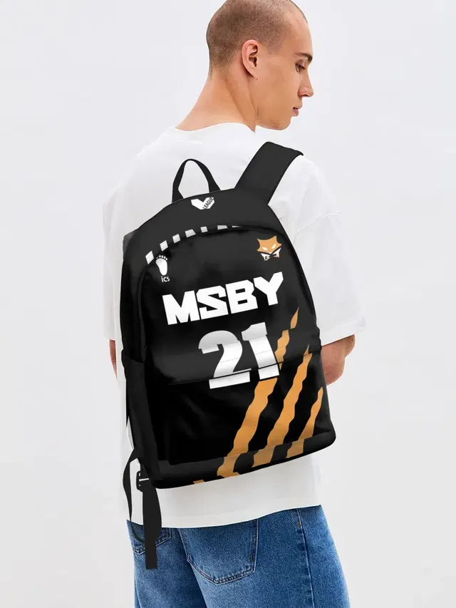 Джинсовый рюкзак с принтом «Хайкью — 21 — MSBY — BLACK JACKALS»