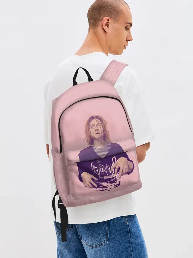 Джинсовый рюкзак с принтом «Kurt Cobain — Курт Невермайнд»