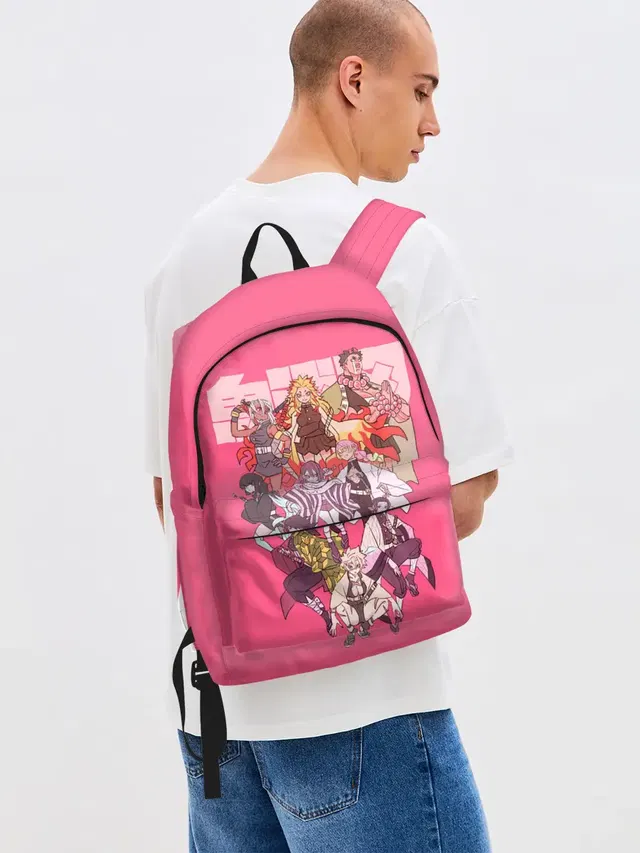 Джинсовый рюкзак с принтом «Клинок, рассекающий демонов — Slayers on pink»