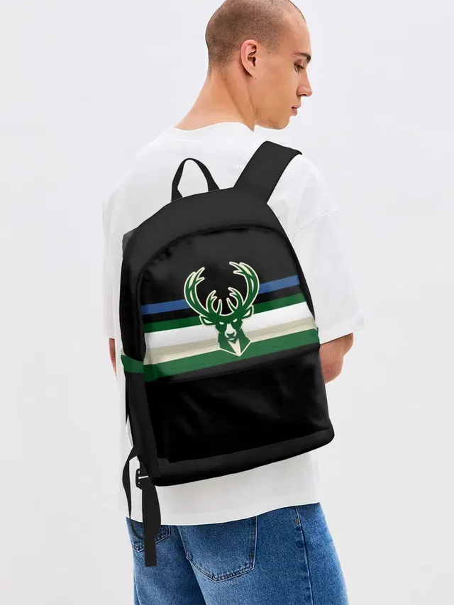 Джинсовый рюкзак с принтом «НБА — Milwaukee Bucks форма. Statement Edition»