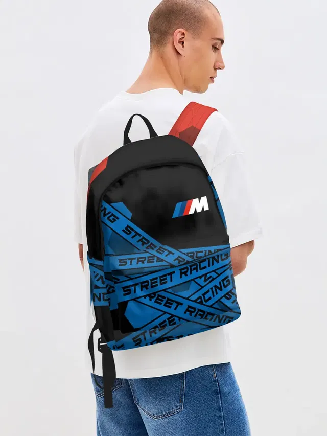 Джинсовый рюкзак с принтом «BMW - Racing»
