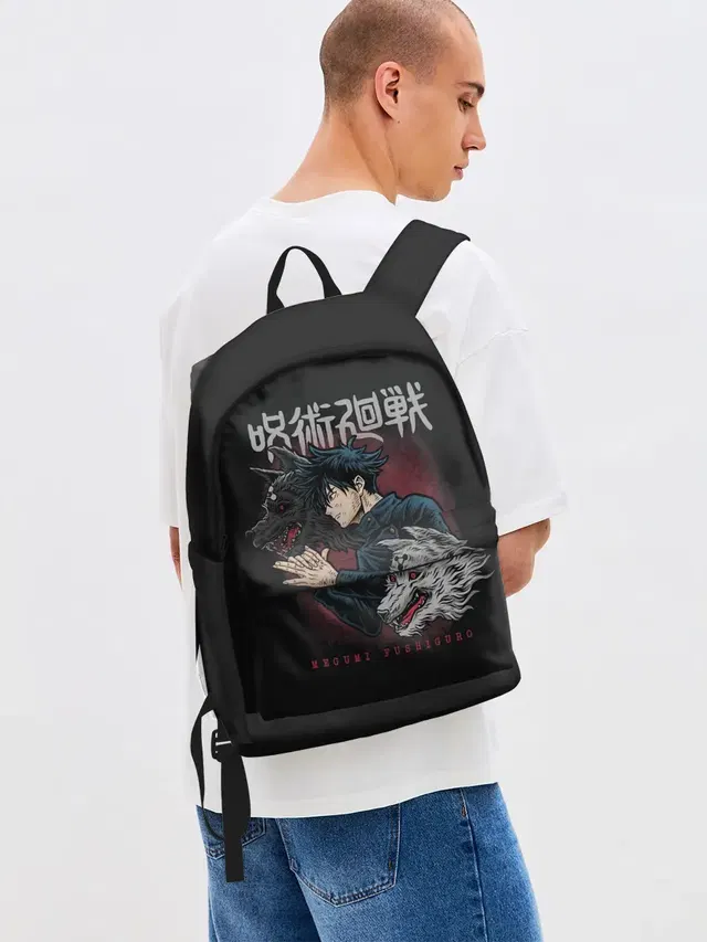 Джинсовый рюкзак с принтом «Призыв Шикигами Фушигуро»