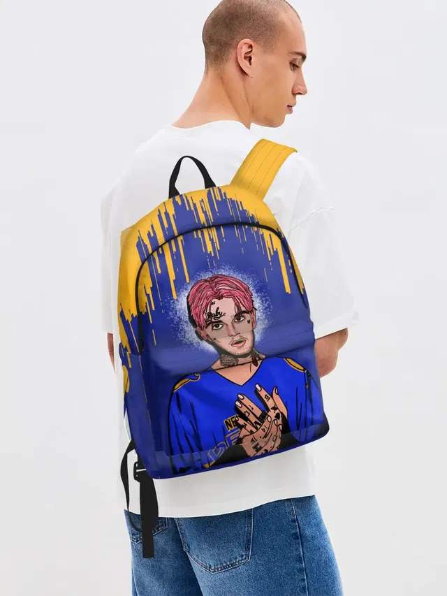 Джинсовый рюкзак с принтом «Lil Peep — ЛИЛ ПИП»