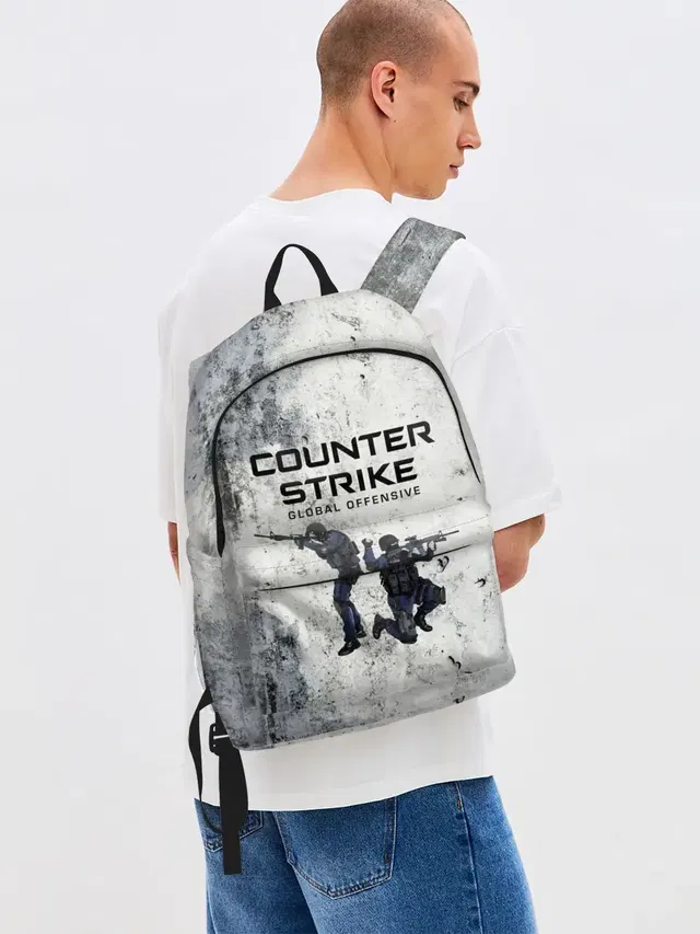 Джинсовый рюкзак с принтом «Counter-Strike — COUNTER TERRORIST — CS GO»