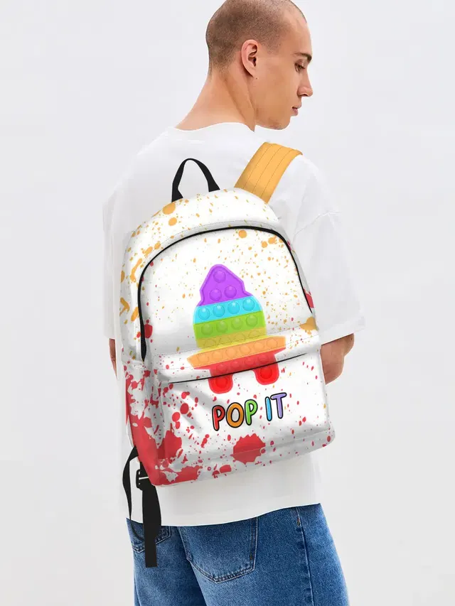 Джинсовый рюкзак с принтом «Pop It - Rocket - Paint»