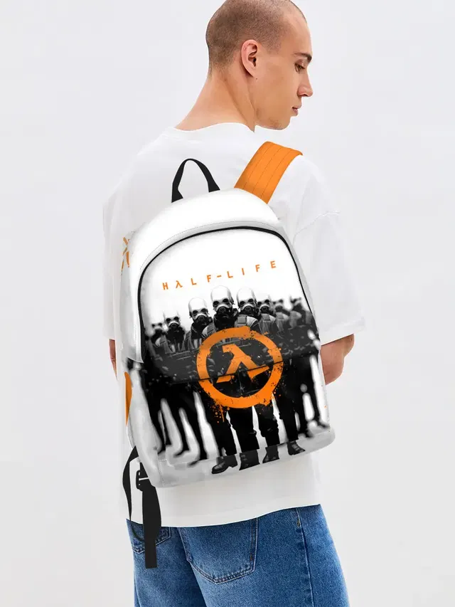Джинсовый рюкзак с принтом «Half-Life — HL»