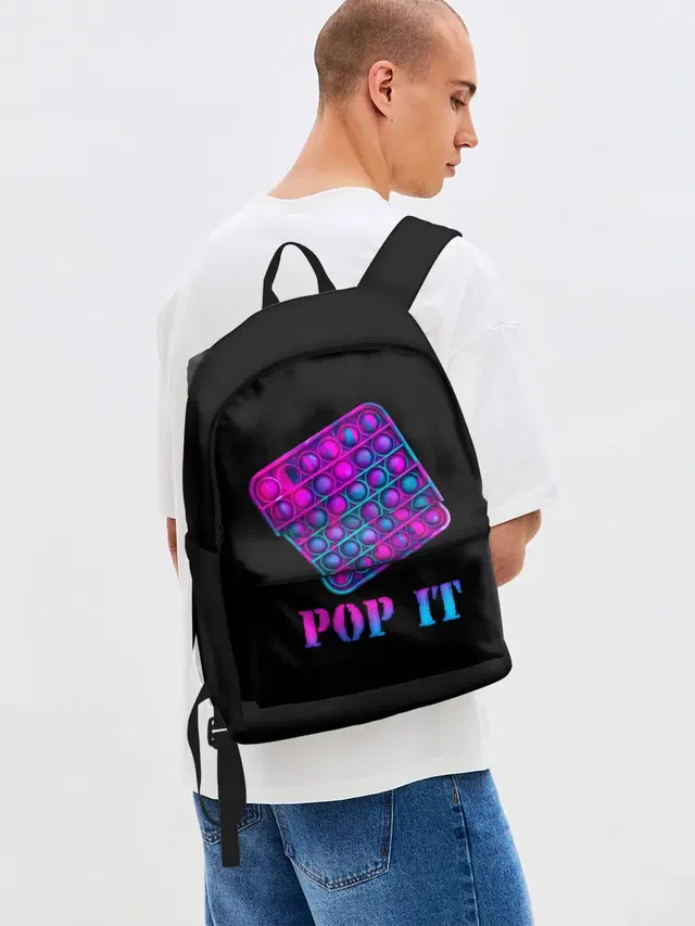 Джинсовый рюкзак с принтом «Разные тренды — НЕОНОВЫЙ POP it»