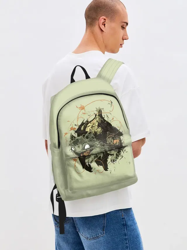 Джинсовый рюкзак с принтом «Horror Bulbasaur»