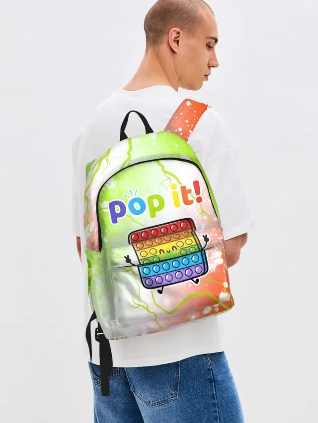 Джинсовый рюкзак с принтом «Pop It - Happy - Lightning»