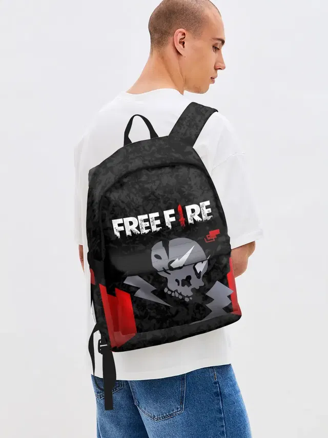 Джинсовый рюкзак с принтом «Skull — FREE FIRE»